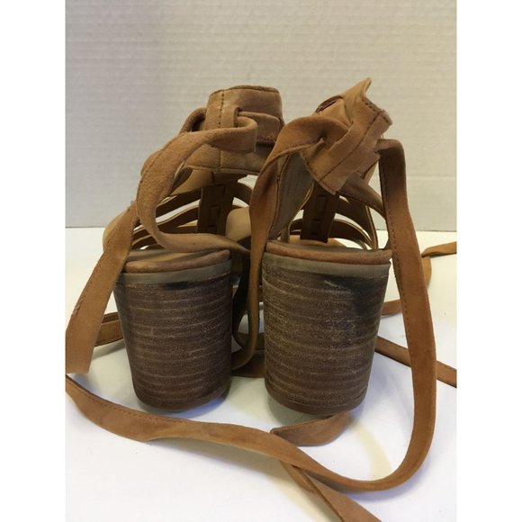 Franco Sarto 7 Brown Sueded Leather Harmon Strappy Casual Occasion Heeled Sandal - Picture 4 of 6